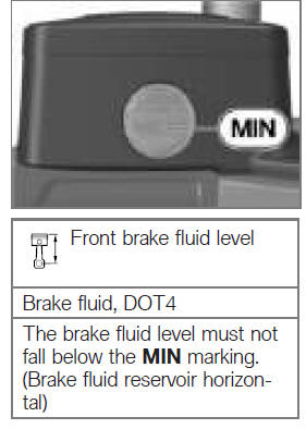 Checking brake fluid level of the front wheel brake